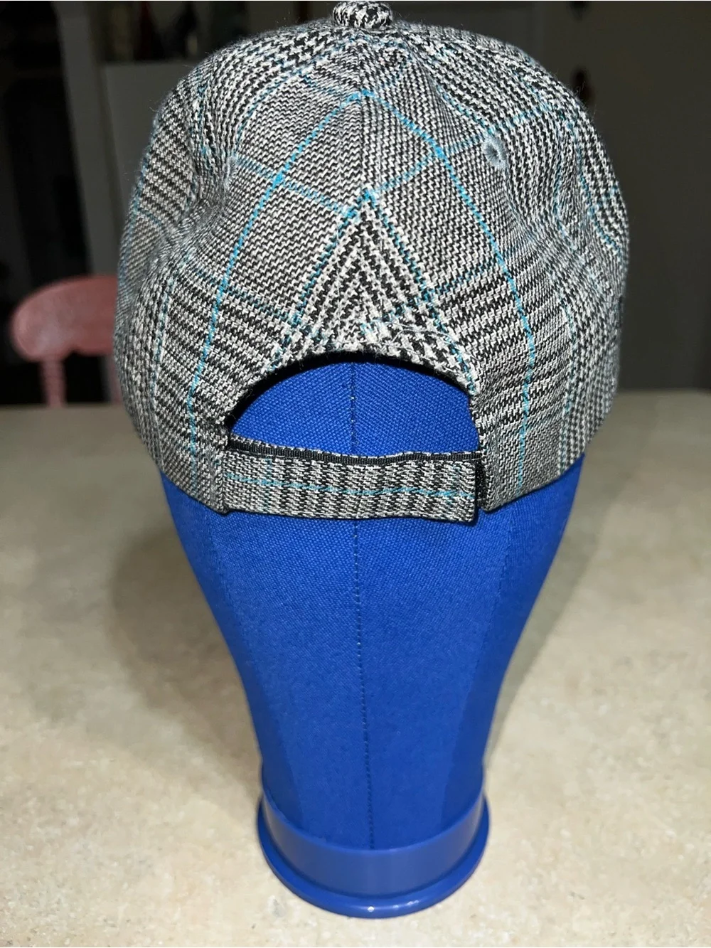 Plaid Baseball Cap with Blue Windowpane Accent - Men's Hat
